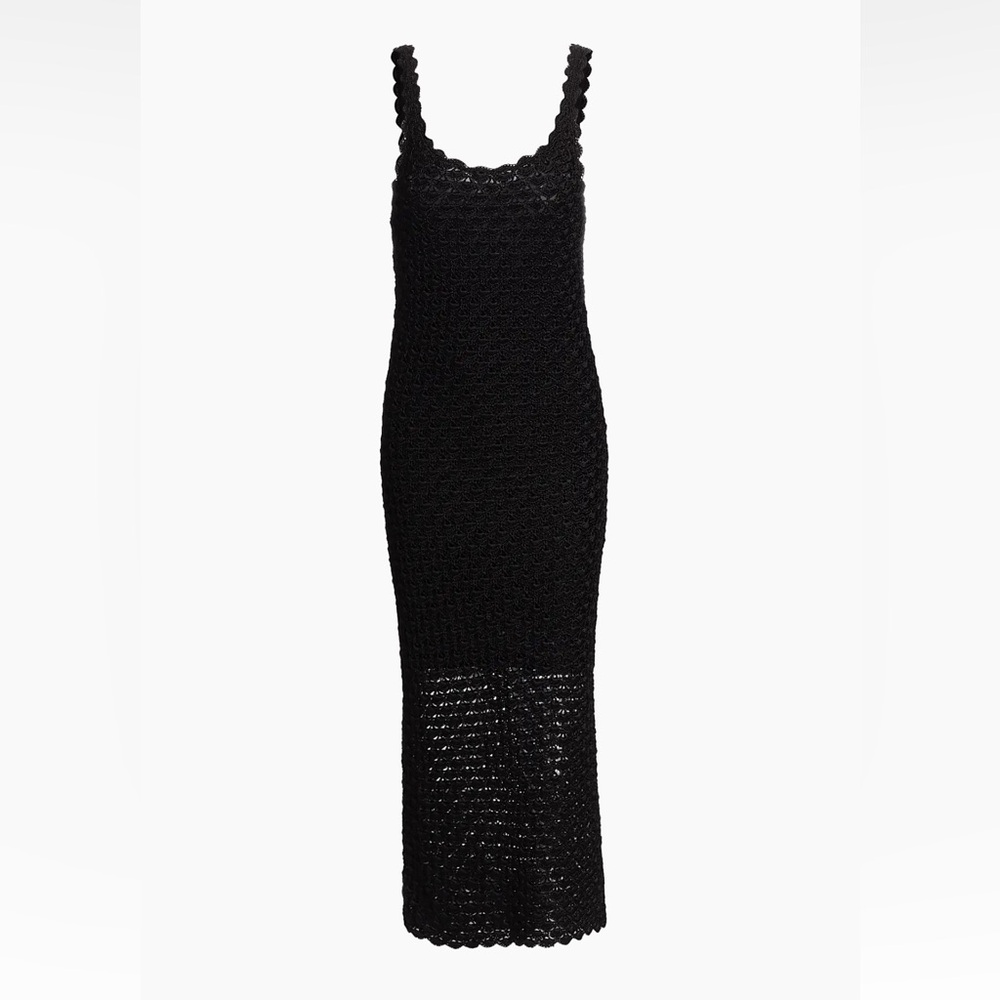 Alice + Olivia Black Bray Crochet Scoopneck Midi-Dress